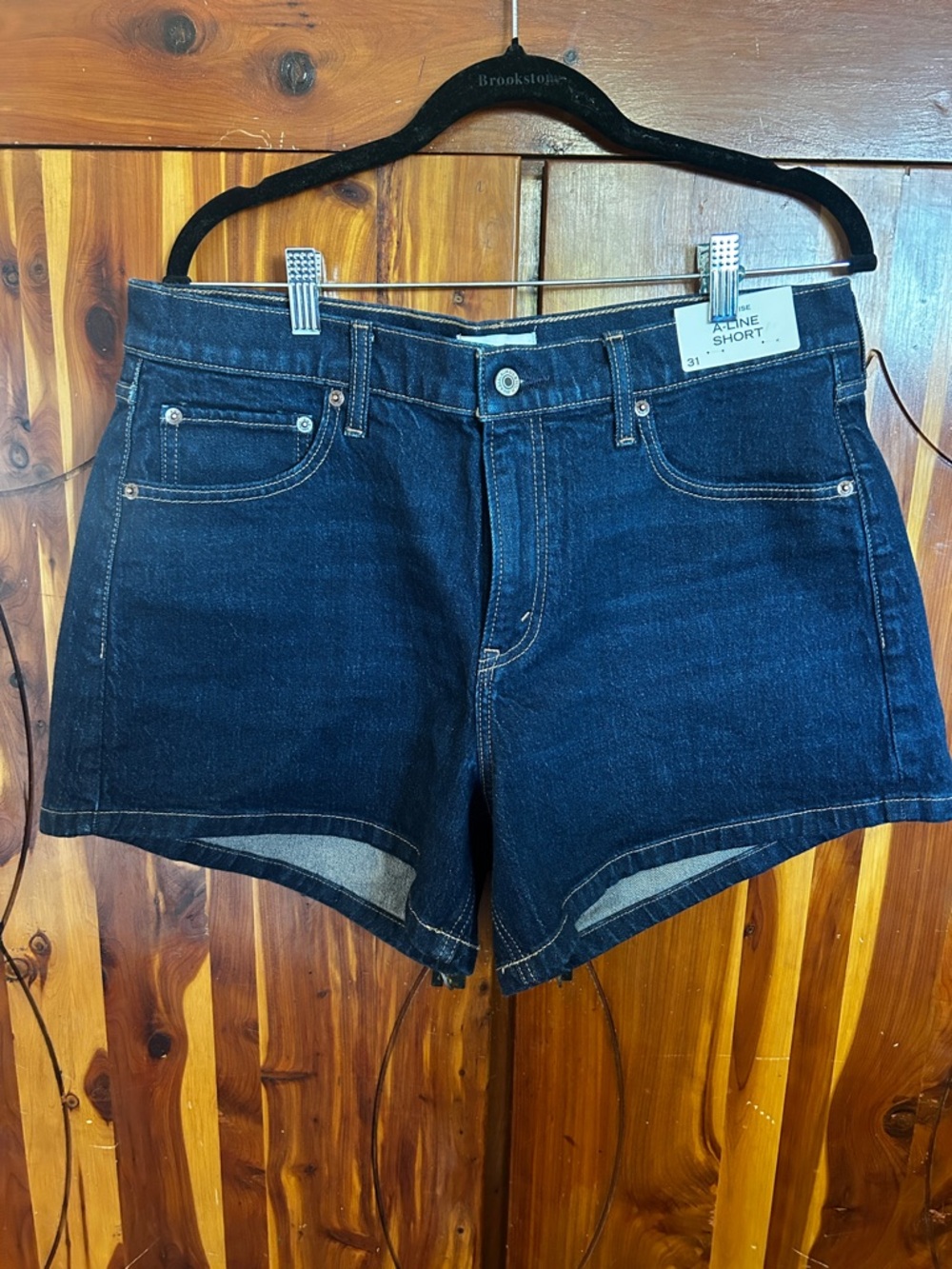 Abercrombie & Fitch Dark Blue Denim Mid-Rise Shorts